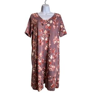 J Jill Pure Jill‎ Womens Affinity French Terry Dress Sz S Floral Cottagecore